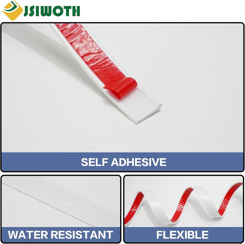 JSIWOTH Peel and Stick Trim, 0.8 in x 10 Ft Waterproof Molding Trim for Walls, Mirror Frame,Baseboard, Flexible & Self-Adhesive Trim White(Paintable) - Image 3